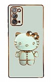 Eiroo Aynal Kitty Samsung Galaxy Note 20 Standl Yeil Silikon Klf