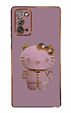 Eiroo Aynal Kitty Samsung Galaxy Note 20 Standl Mor Silikon Klf