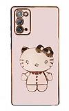 Eiroo Aynal Kitty Samsung Galaxy Note 20 Standl Pembe Silikon Klf