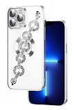 Eiroo iPhone 13 Pro Kamera Korumal Halka Zincirli Silver Silikon Klf