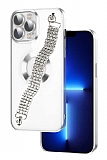 Eiroo iPhone 13 Pro Max Su Yolu Zincirli Silver Silikon Klf