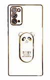 Eiroo Samsung Galaxy Note 20 Baby Panda Standl Beyaz Silikon Klf