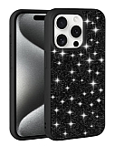 Eiroo Stone iPhone 15 Pro Max Tal Siyah Silikon Klf