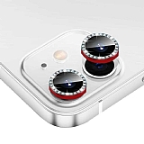 iPhone 12 6.1 in Crystal Tal Krmz Kamera Lensi Koruyucu