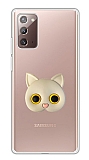 Samsung Galaxy Note 20 Kedi Figrl Telefon Tutuculu Gri Silikon Klf