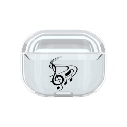 AirPods Pro Music Resimli Şeffaf Rubber Kılıf - 1