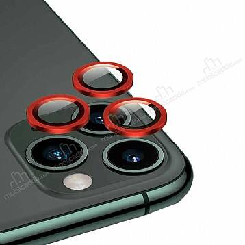 Apple iPhone 12 Pro 6.1 inç Metal Kenarlı Cam Kırmızı Kamera Lensi Koruyucu - 1