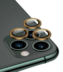 Apple iPhone 12 Pro Max 6.7 inç Metal Kenarlı Cam Gold Kamera Lensi Koruyucu - 1