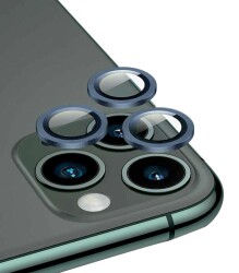 Apple iPhone 12 Pro Max 6.7 inç Metal Kenarlı Cam Lacivert Kamera Lensi Koruyucu - 1