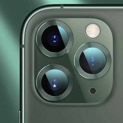 Apple iPhone 12 Pro Max 6.7 inç Metal Kenarlı Cam Lacivert Kamera Lensi Koruyucu - 3