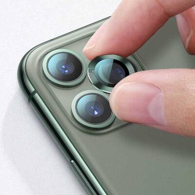 Apple iPhone 12 Pro Max 6.7 inç Metal Kenarlı Cam Lacivert Kamera Lensi Koruyucu - 7