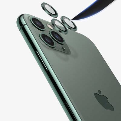 Apple iPhone 12 Pro Max 6.7 inç Metal Kenarlı Cam Lacivert Kamera Lensi Koruyucu - 8