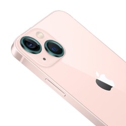 Apple iPhone 13 Metal Kenarlı Cam Yeşil Kamera Lensi Koruyucu - 1