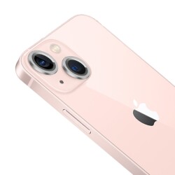 Apple iPhone 13 Mini Metal Kenarlı Cam Silver Kamera Lensi Koruyucu - 1