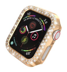 Apple Watch 4 / Watch 5 Taşlı Gold Rubber Kılıf (40 mm) - 1