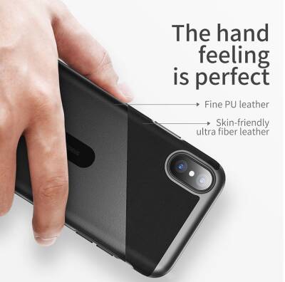 Baseus Card Pocket iPhone X / XS Silikon Kenarlı Kırmızı Rubber Kılıf - 2