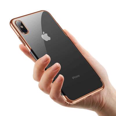 Baseus Glitter iPhone X / XS Kırmızı Kenarlı Rubber Kılıf - 6