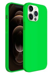 Buff iPhone 12 Pro Max 6.7 inç Rubber S Neon Green Silikon Kılıf - 1