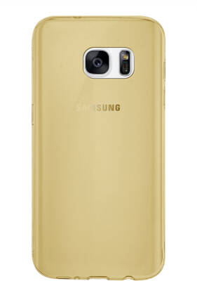 Dafoni Aircraft Samsung Galaxy S7 edge Ultra İnce Şeffaf Gold Silikon Kılıf - 1