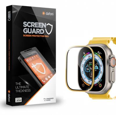 Dafoni Apple Watch Ultra Tempered Glass Premium Gold Full Cam Ekran Koruyucu (49 mm) - 1