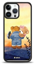 Dafoni Art iPhone 13 Pro Max Sunset Teddy Bears Kılıf - 1