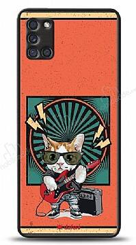 Dafoni Art Samsung Galaxy A31 Guitarist Cat Kılıf - 1