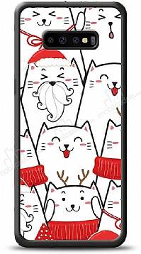 Dafoni Art Samsung Galaxy S10 Plus New Year Cats Kılıf - 1