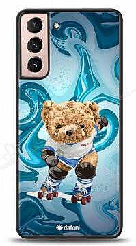 Dafoni Art Samsung Galaxy S21 Skating Teddy Bear Kılıf - 1