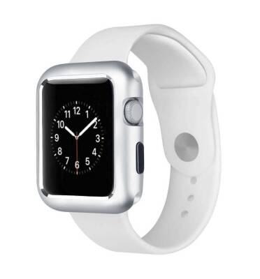 Dafoni Glass Guard Apple Watch Metal Kenarlı Silver Kılıf 38mm - 1