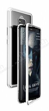 Dafoni Glass Guard Huawei Mate 20 Pro Metal Kenarlı Cam Silver Kılıf - 1