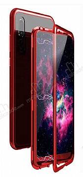 Dafoni Glass Guard Huawei P Smart 2019 Metal Kenarlı Cam Kırmızı Kılıf - 1