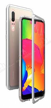 Dafoni Glass Guard Huawei P20 Metal Kenarlı Cam Silver Kılıf - 1