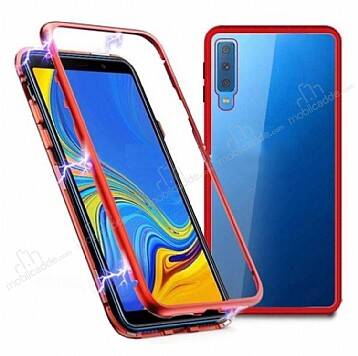 Dafoni Glass Guard Samsung Galaxy A50 Metal Kenarlı Cam Kırmızı Kılıf - 1