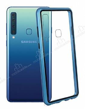 Dafoni Glass Guard Samsung Galaxy A7 2018 Metal Kenarlı Cam Mavi Kılıf - 1