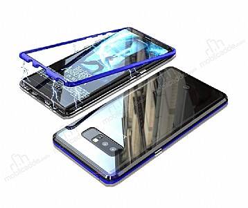 Dafoni Glass Guard Samsung Galaxy Note 8 Metal Kenarlı Cam Lacivert Kılıf - 1