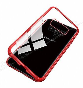 Dafoni Glass Guard Samsung Galaxy S10e Metal Kenarlı Cam Kırmızı Kılıf - 1