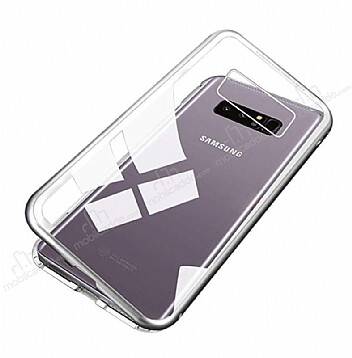 Dafoni Glass Guard Samsung Galaxy S10e Metal Kenarlı Cam Silver Kılıf - 1