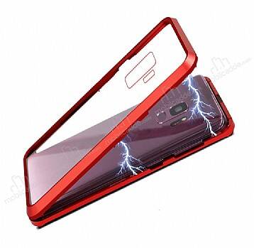 Dafoni Glass Guard Samsung Galaxy S9 Metal Kenarlı Cam Kırmızı Kılıf - 1