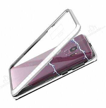 Dafoni Glass Guard Samsung Galaxy S9 Metal Kenarlı Cam Silver Kılıf - 1