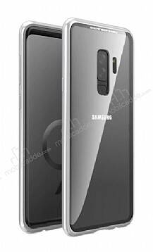 Dafoni Glass Guard Samsung Galaxy S9 Plus Metal Kenarlı Cam Silver Kılıf - 1