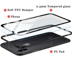 Dafoni Glass Shield iPhone 7 Plus / 8 Plus Beyaz Silikon Kenarlı Cam Kılıf - 4