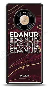 Dafoni Glossy Huawei Mate 40 Pro Kişiye Özel İsimli Simli Bordo Mermer Desenli Kılıf - 1