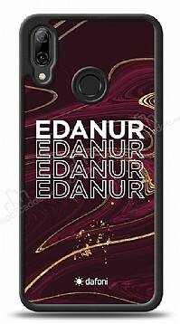 Dafoni Glossy Huawei P20 Lite Kişiye Özel İsimli Simli Bordo Mermer Desenli Kılıf - 1