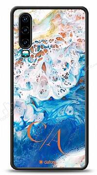 Dafoni Glossy Huawei P30 Kişiye Özel Çift Harf Simli Okyanus Mermer Kılıf - 1