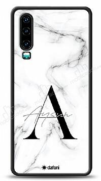 Dafoni Glossy Huawei P30 Kişiye Özel Harf İsimli White Marble Kılıf - 1