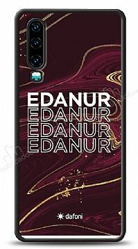 Dafoni Glossy Huawei P30 Kişiye Özel İsimli Simli Bordo Mermer Desenli Kılıf - 1