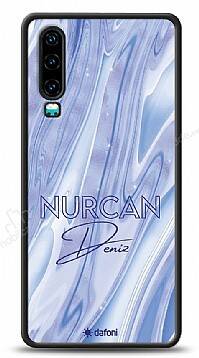 Dafoni Glossy Huawei P30 Kişiye Özel Simli Cornflower Mermer Kılıf - 1