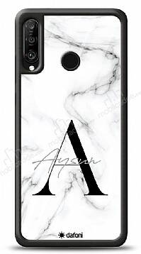 Dafoni Glossy Huawei P30 Lite Kişiye Özel Harf İsimli White Marble Kılıf - 1