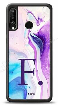 Dafoni Glossy Huawei P30 Lite Kişiye Özel Harf Simli Pembe Mermer Desenli Kılıf - 1