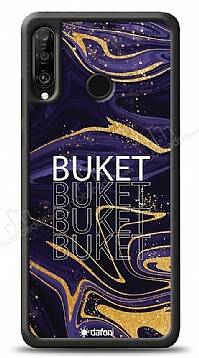 Dafoni Glossy Huawei P30 Lite Kişiye Özel Simli Mor Mermer Kılıf - 1